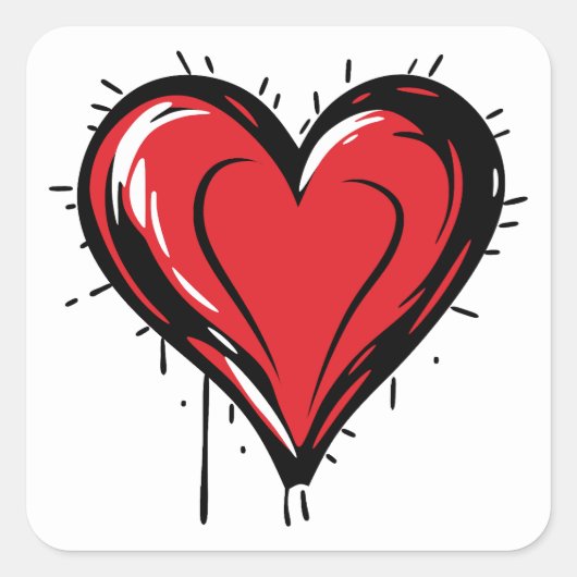 Red Heart with Bloody Quadratischer Aufkleber (Vorderseite)