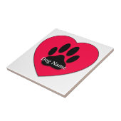 Red Heart With Dog Paw Print Custom Name Fliese (Seite)