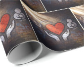 Red Heart with Hands Graffiti On a Brick Wall Geschenkpapier (Rolleneckpunkt)