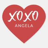 Red Heart XOXO Script Personalisiert Herz-Aufkleber (Vorderseite)