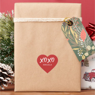 Red Heart XOXO Script Personalisiert Herz-Aufkleber
