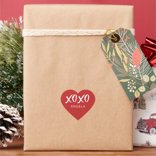 Red Heart XOXO Script Personalisiert Herz-Aufkleber (Feiertag)