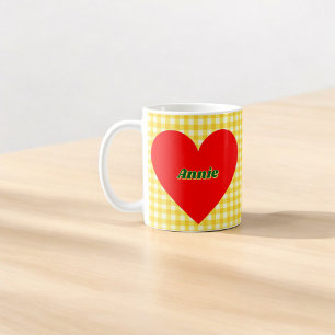 Red Heart Yellow Gingham Couple Valentine's Day Kaffeetasse