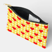 Red Heart Yellow Gingham Pattern Valentinstag Zubehörtasche (Offen)