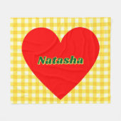Red Heart Yellow Gingham Valentine's Day Gift Fleecedecke (Vorderseite (Horizontal))