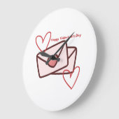 Red Hearth Happy Valentine's Day Große Wanduhr (Winkel)