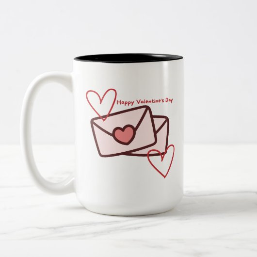 Red Hearth Happy Valentine's Day Zweifarbige Tasse (Links)