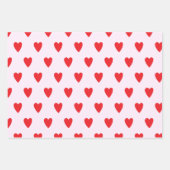 Red Hearts Abstrakt Handgezeichnetes Boho Style Mu Geschenkpapier Set (Vorderseite 2)