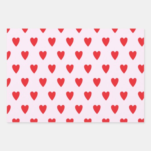 Red Hearts Abstrakt Handgezeichnetes Boho Style Mu Geschenkpapier Set (Vorderseite 2)