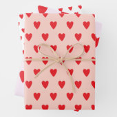 Red Hearts Abstrakt Handgezeichnetes Boho Style Mu Geschenkpapier Set (Beispiel)
