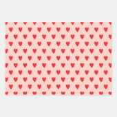 Red Hearts Abstrakt Handgezeichnetes Boho Style Mu Geschenkpapier Set (Vorderseite)