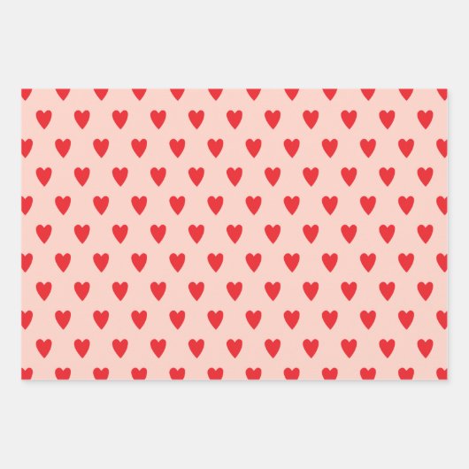 Red Hearts Abstrakt Handgezeichnetes Boho Style Mu Geschenkpapier Set (Vorderseite)