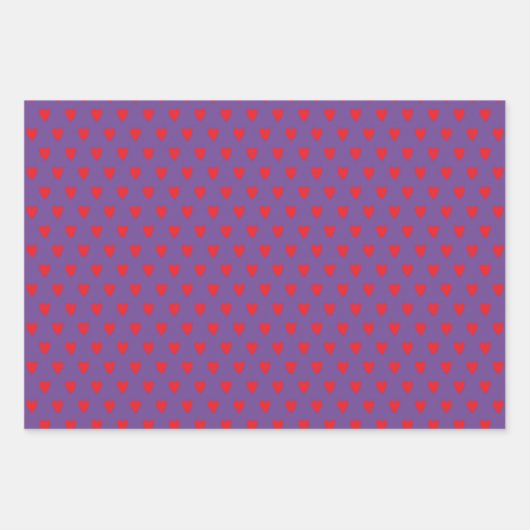 Red Hearts Abstrakt Handgezeichnetes Boho Style Mu Geschenkpapier Set (Vorderseite 3)