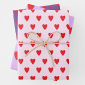 Red Hearts Abstrakt Handgezeichnetes Boho Style Mu Geschenkpapier Set (Beispiel)