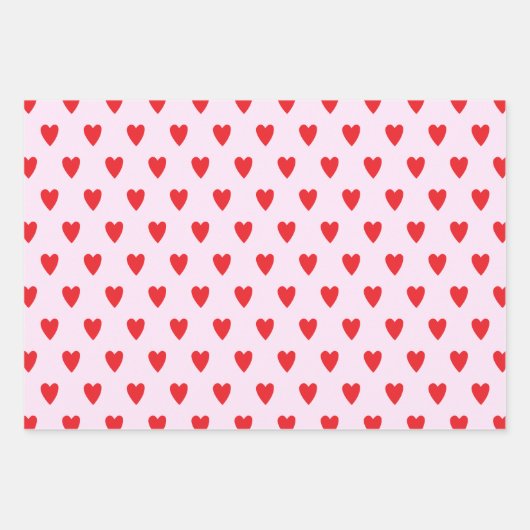 Red Hearts Abstrakt Handgezeichnetes Boho Style Mu Geschenkpapier Set (Vorderseite)