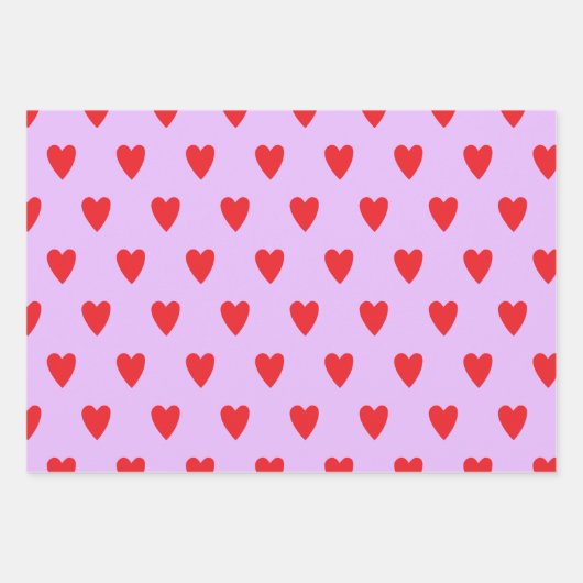 Red Hearts Abstrakt Handgezeichnetes Boho Style Mu Geschenkpapier Set (Vorderseite 2)