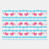Red Hearts Abstrakt Handgezeichnetes Boho Style Mu Geschenkpapier Set (Vorderseite 2)