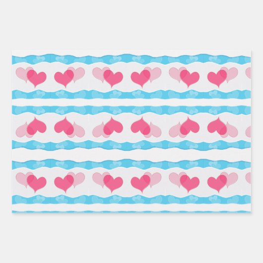 Red Hearts Abstrakt Handgezeichnetes Boho Style Mu Geschenkpapier Set (Vorderseite 2)