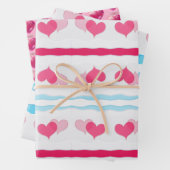 Red Hearts Abstrakt Handgezeichnetes Boho Style Mu Geschenkpapier Set (Beispiel)