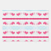Red Hearts Abstrakt Handgezeichnetes Boho Style Mu Geschenkpapier Set (Vorderseite)