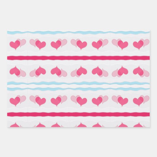 Red Hearts Abstrakt Handgezeichnetes Boho Style Mu Geschenkpapier Set (Vorderseite)