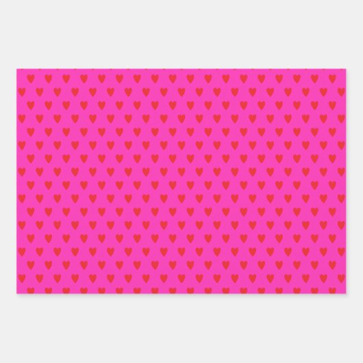 Red Hearts Abstrakt Handgezeichnetes Boho Style Mu Geschenkpapier Set (Vorderseite 3)