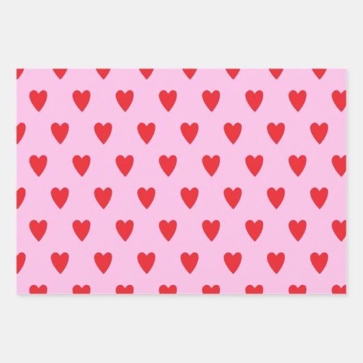 Red Hearts Abstrakt Handgezeichnetes Boho Style Mu Geschenkpapier Set (Vorderseite 2)