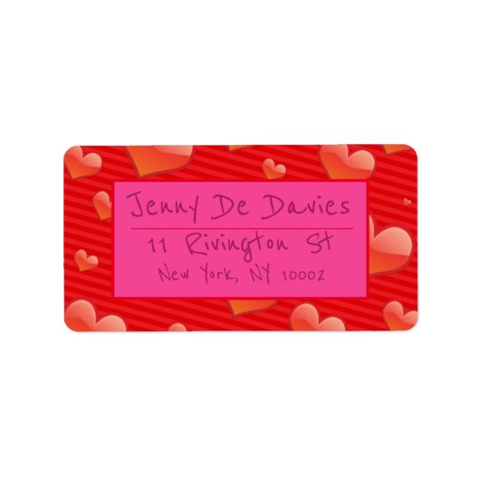 Red Hearts Adressaufkleber (Vorne)