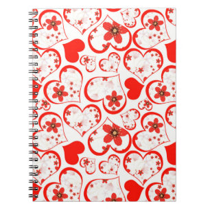 Red hearts and flowers haben wir White Notizblock