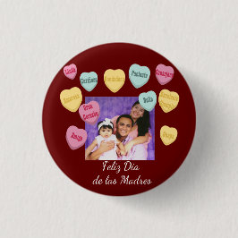 Red Hearts and Foto Message | Muttertag Latina Button