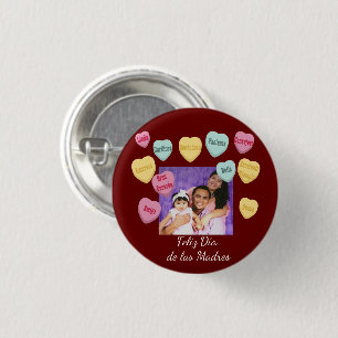 Red Hearts and Foto Message   Muttertag Latina Button
