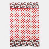 Red Hearts and Kisses Geschirrtuch (Vertikal)