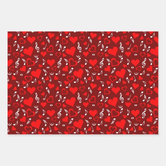 Red Hearts and Musiknotens Adult Cloth Face Maske Geschenkpapier Set (Vorderseite 3)