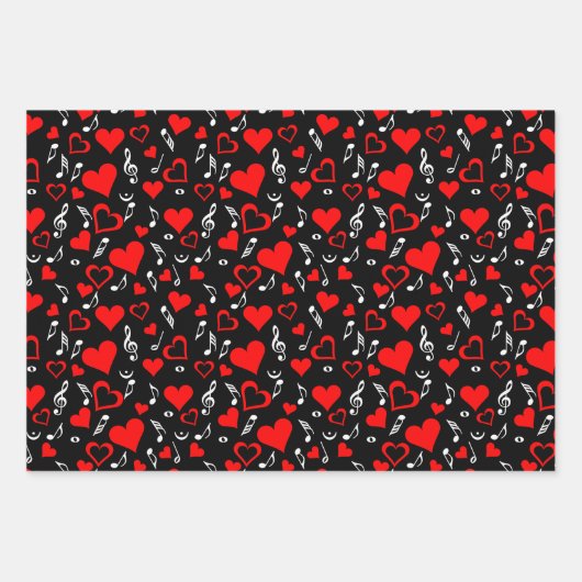 Red Hearts and Musiknotens Adult Cloth Face Maske Geschenkpapier Set (Vorderseite 2)