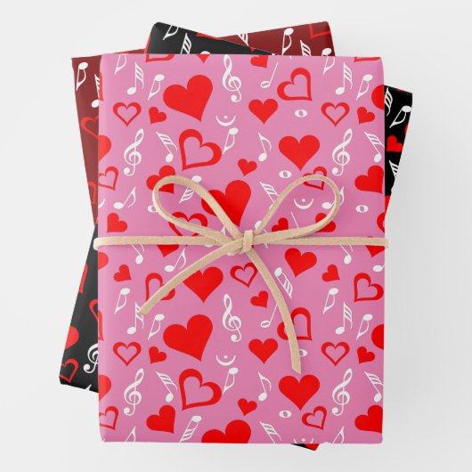 Red Hearts and Musiknotens Adult Cloth Face Maske Geschenkpapier Set (Beispiel)