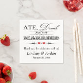 Red Hearts and Scrolls Wedding Napkins Serviette (Beispiel)