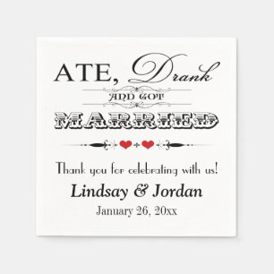 Red Hearts and Scrolls Wedding Napkins Serviette