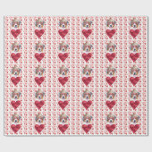 Red Hearts Australian Shepherd Dog Lover Valentine Geschenkpapier (Flach)