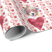 Red Hearts Australian Shepherd Dog Lover Valentine Geschenkpapier (Rolleneckpunkt)