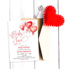Red Hearts Baby Liebe Valentine's Baby Shower Einladung
