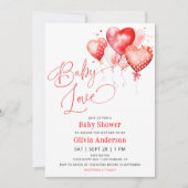 Red Hearts Baby Liebe Valentine's Baby Shower Einladung (Vorderseite)