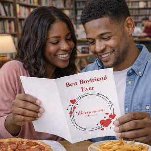 Red Hearts Best Boyfriend Ever Valentine's Day Feiertagskarte