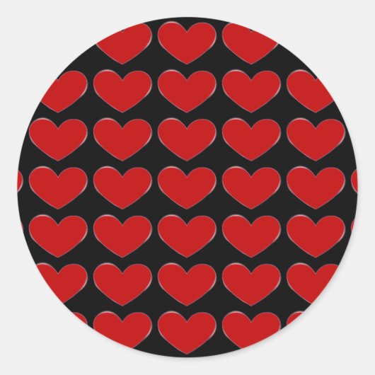 Red Hearts Black Background Liebe Hochzeit Runder Aufkleber (Vorderseite)
