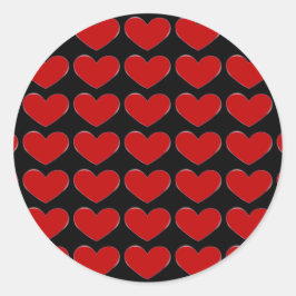 Red Hearts Black Background Liebe Hochzeit Runder Aufkleber