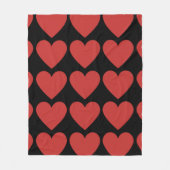 Red Hearts Black Fleece Blanket (Vorderseite)