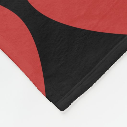 Red Hearts Black Fleece Blanket (Ecke)