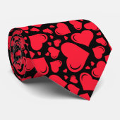 Red Hearts Black Krawatte Valentine (Gerollt)
