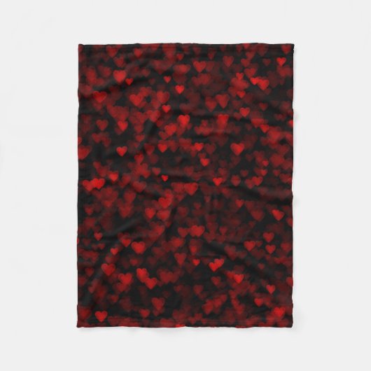 Red Hearts Blake Vision Dunkle schwarze romantisch Fleecedecke (Vorderseite)