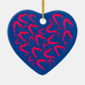Red Hearts Blue Keramik Ornament (Vorne)