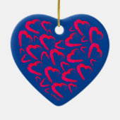 Red Hearts Blue Keramik Ornament (Hinten)